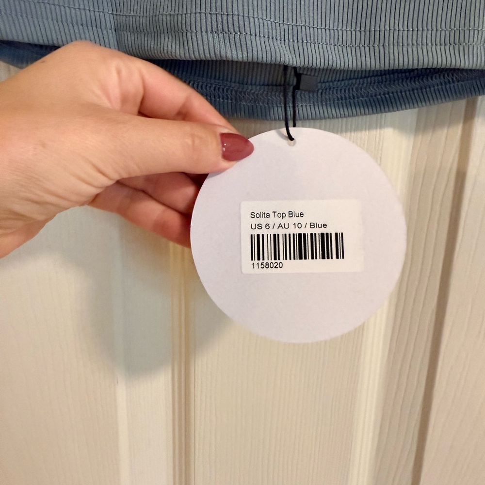 Blue Ribbed Open Back Women's Top - Picture 2 of 5